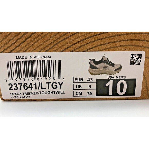 NEW Skechers D'Lux Trekker Toughtwill Mens 10 Gray Athletic Hiking Shoes 237641 - Picture 2 of 13